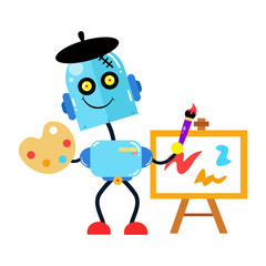 Fun Robot Activity Painting. Boy Robot Robots. Cartoon Cute Vector Template Design Illustration
