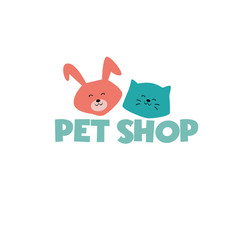Pet shop Logo Cartoon Animals Dog Cat Vector Template Design Illustration Icon