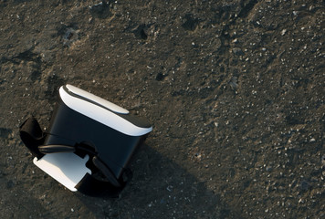 VR headset glasses with background rocks