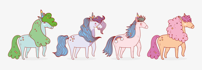 group unicorns dream mythology fantasy magic cartoon