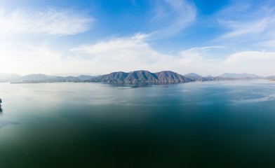 Fototapeta na wymiar Beautiful Landscape of Taiping Lake in Huangshan City in China