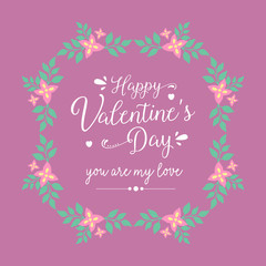 Beautiful pink floral frame, isolated on an elegant magenta background, for happy valentine greeting card design. Vector