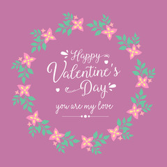 Beautiful pink floral frame, isolated on an elegant magenta background, for happy valentine greeting card design. Vector