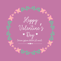 Decorative frame with elegant pink flower, for romantic happy valentine invitation card design. Vector