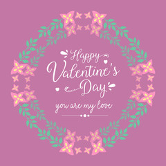 Decorative frame with elegant pink flower, for romantic happy valentine invitation card design. Vector