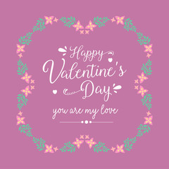 The beauty of leaf wreath frame, for happy valentine ornate poster. Vector