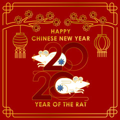 2020 Chinese New Year decorative elements. Happy Chinese New Year 2020, new year, Chinese new year 2020 year of the rat, Chinese new year greetings, Year of the Rat, lunar new year, 2020 Beginning con