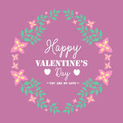 Obraz premium Romantic design of pink floral frame, for happy valentine greeting card. Vector