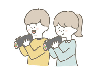 Family eating Sushi roll