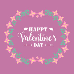 Cute pink wreath frame, for happy valentine wallpaper greeting card design. Vector