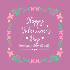 Romantic and elegant wreath frame, for happy valentine greeting card decor. Vector