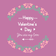 Romantic and elegant wreath frame, for happy valentine greeting card decor. Vector