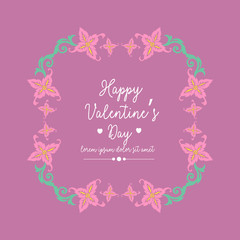 Happy valentine invitation card template, with elegant wreath frame. Vector