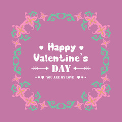 Fototapeta na wymiar Beautiful pattern leaf and flower frame, for happy valentine greeting card design. Vector