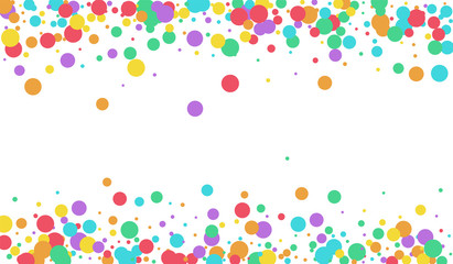Yellow Round FallingFestive Banner. Abstract Rain Illustration. Carnaval Texture. Green Dot Christmas Illustration. Polka Carnival Illustration.