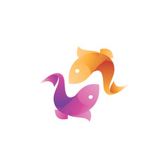 Abstract Gradient Fish Illustration Logo Icon