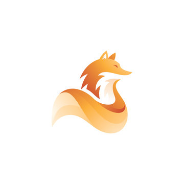 Modern Gradient Fox Tail Animal Mascot Logo Icon