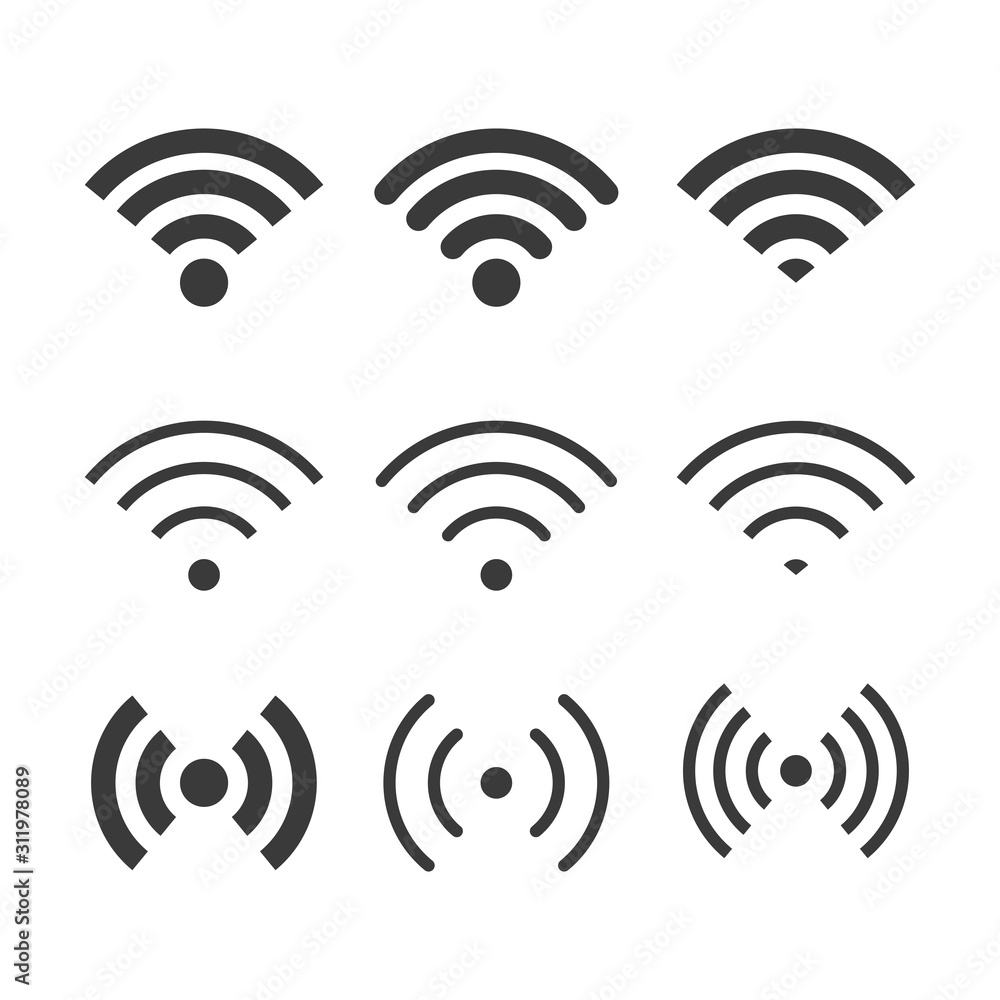 Poster set of various signal indicator. wireless signal icon and symbol collection.