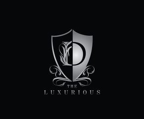 Luxury Guard D Letter Logo Icon. Silver D With Classy Shield Shape design perfect for fashion, Jewelry, Beauty Salon, Cosmetics, Spa, Hotel and Restaurant Logo. 