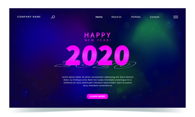 happy new year abstract background landing page design 