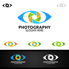 Abstract Eye Camera Photography Logo Icon Vector Design Template