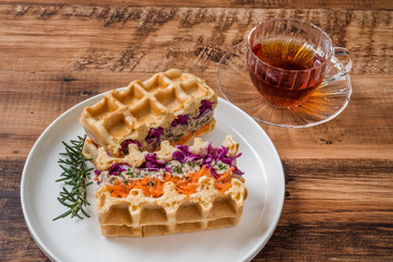 手作りワッフル Waffles of Dutch, French and Belgian foods