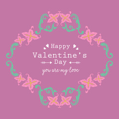 Fototapeta na wymiar Seamless leaf and flower frame design, for happy valentine greeting card design. Vector