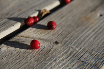 cranberries on wood