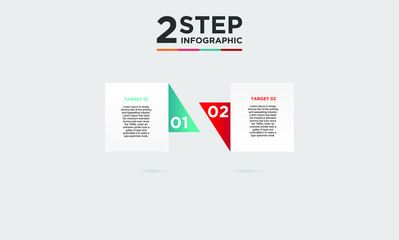 2 step infographic element. Business concept with twooptions and number, steps or processes. data visualization. Vector illustration.