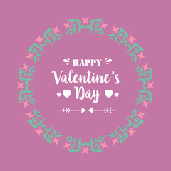 Elegant leaf and flower frame design, for happy valentine card template design. Vector