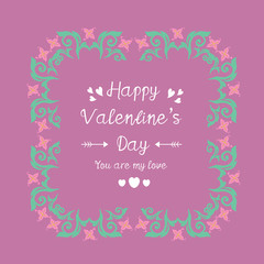 Elegant leaf and flower frame design, for happy valentine card template design. Vector