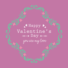 Unique leaf and flower frame design, for happy valentine greeting card decor. Vector