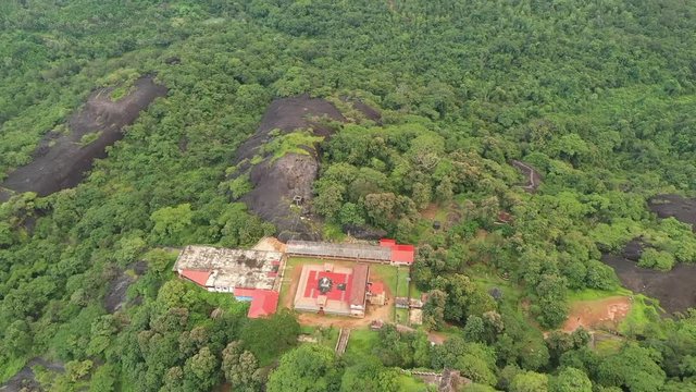 Aerial view of Parvathi Temple at Karinja, DK KA India