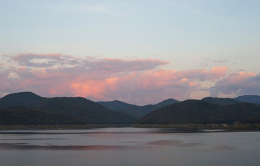 sunset over the lake