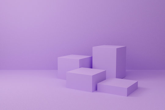 Abstract purple on pastel background texture with geometric shape. 3d render design for display product on website. Minimal mockup with violet podium scene concept. Empty showcase for advertising.
