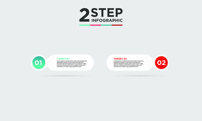 2 step infographic element. Business concept with twooptions and number, steps or processes. data visualization. Vector illustration.