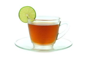 Healthy drink, lemon tea on a white background
