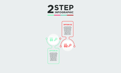 2 step infographic element. Business concept with twooptions and number, steps or processes. data visualization. Vector illustration.