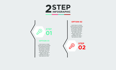 2 step infographic element. Business concept with twooptions and number, steps or processes. data visualization. Vector illustration.