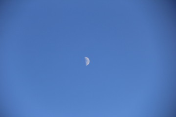 青空に浮かぶ半月