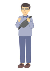 メガネをかけたカバンを持つ男性