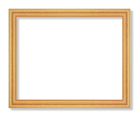 The antique gold frame isolated on the white background  with clipping path