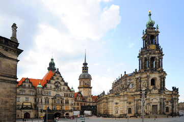 Fototapeta na wymiar The historical town of Dresden in the former part of East Germany now reunified has old world charm and beauty.