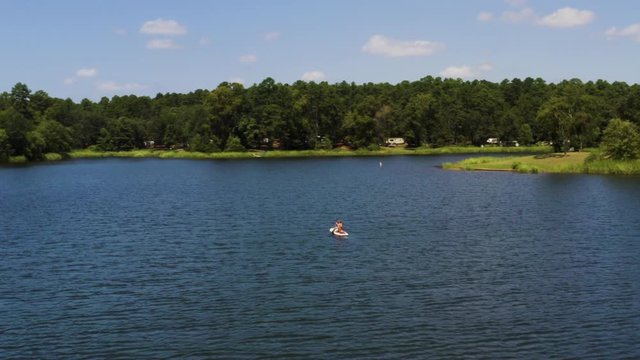 Kayaking Paddlecraft In Tyler State Park Drone Circle Shot