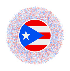 Flag of Puerto Rico with colorful rays. Radiant country sign. Shiny sunburst with Puerto Rico flag. Superb vector illustration.