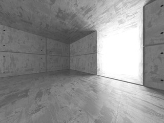 Dark concrete empty room. Modern architecture design