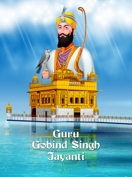 easy to edit vector illustration of Happy Guru Gobind Singh Jayanti religious festival celebration of Sikh in Punjab India