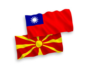 Flags of North Macedonia and Taiwan on a white background