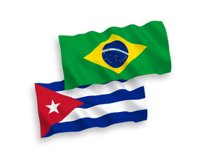 Flags of Brazil and Cuba on a white background