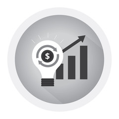 Business marketing solutions concept. Black and white icon